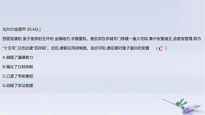 2025版高考历史一轮复习真题精练专题二三国两晋南北朝的民族交融与隋唐统一多民族封建国家的发展第3练从三国两晋南北朝到五代十国的政权更迭与民族交融课件06