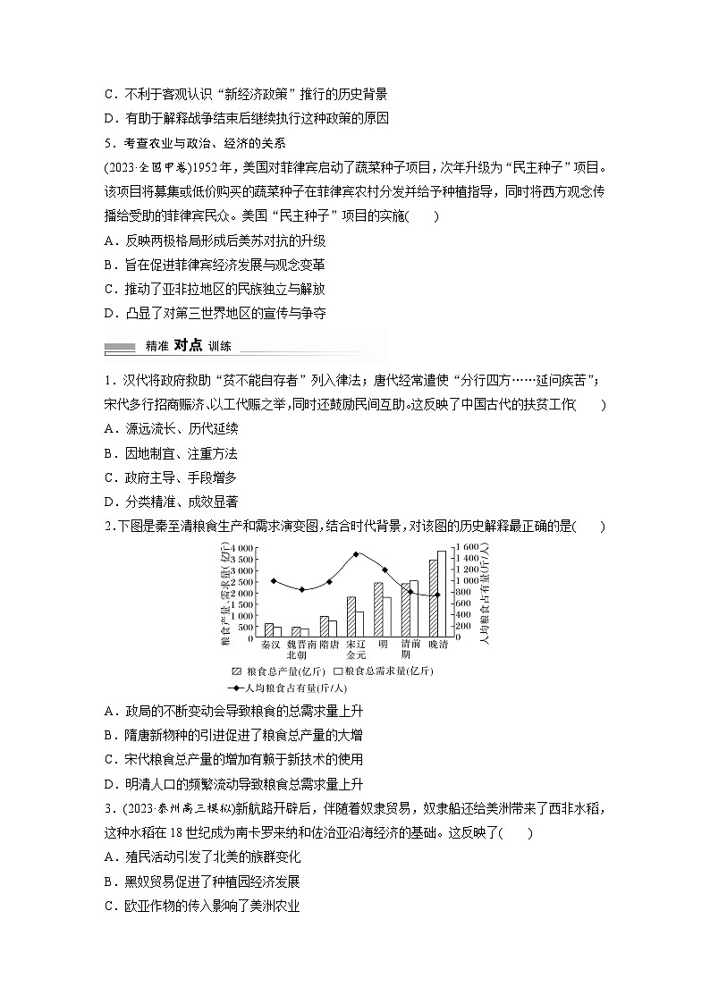 2024高考历史二轮复习命题研析 抓金线——新高考“价值导向” (三)聚焦三农问题 助力乡村振兴 学案(含答案)03