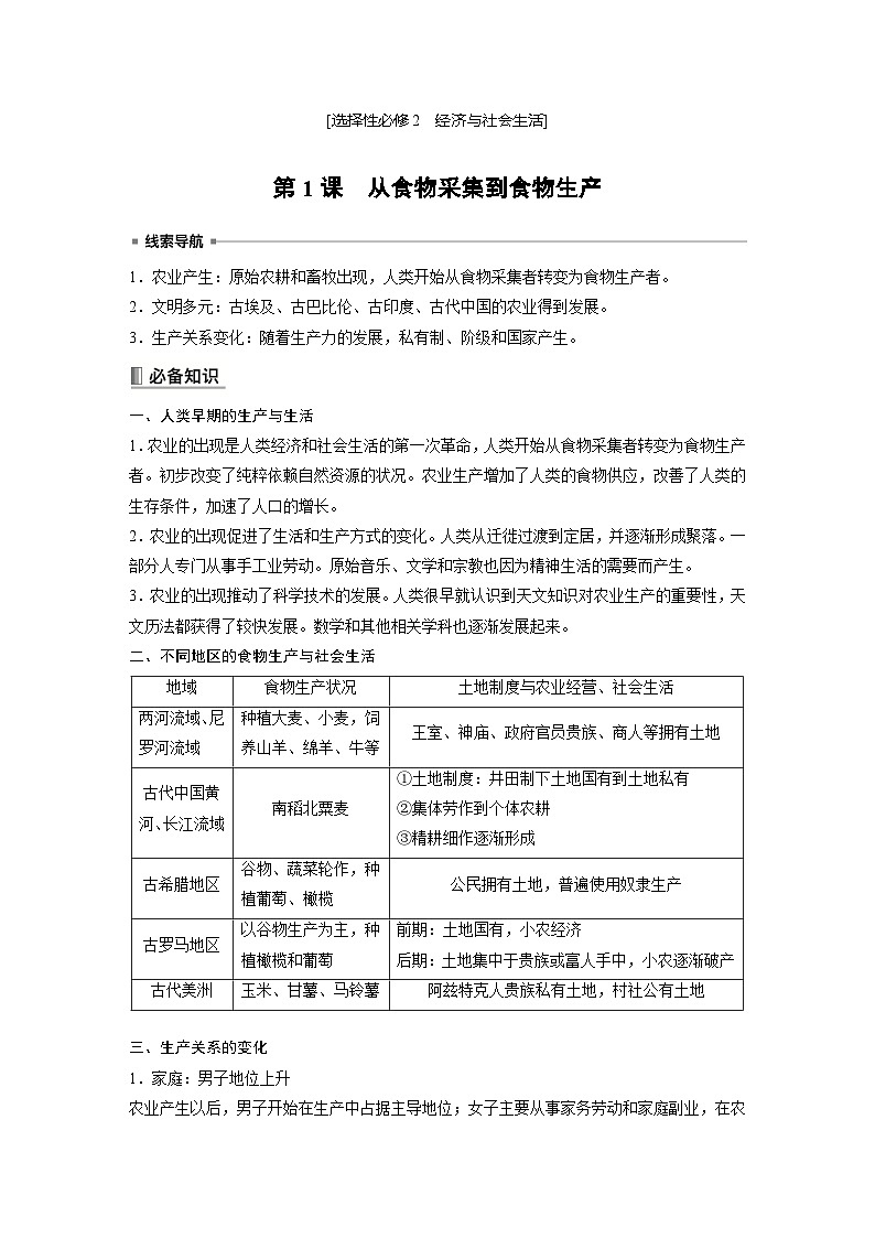 高中历史《选择性必修2》综合复习知识清单第1页