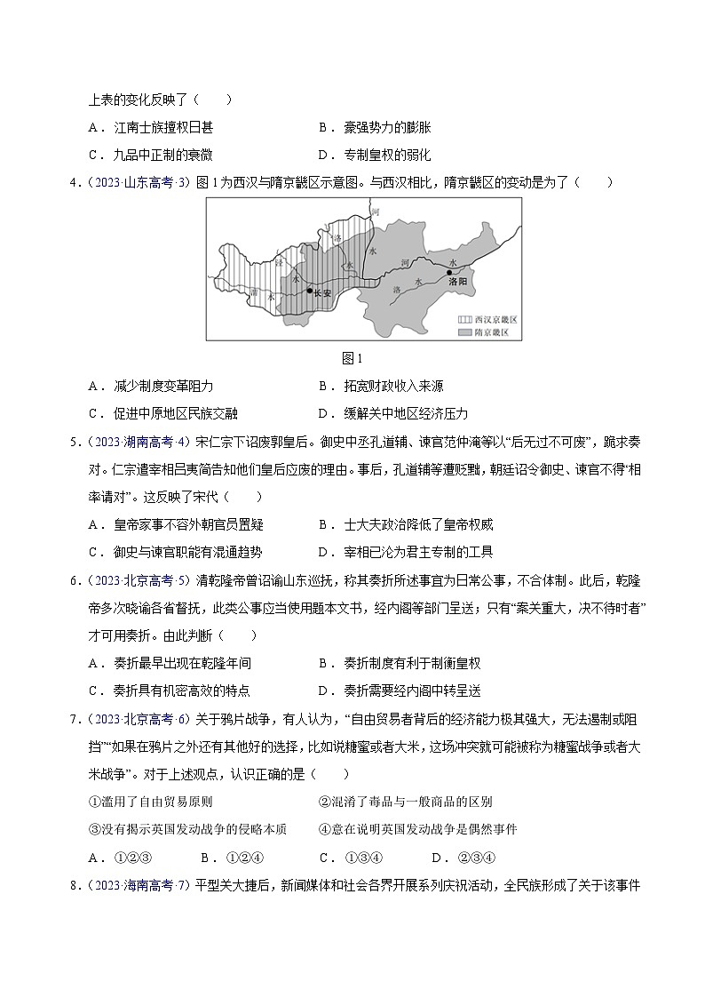 冲刺2024年高考历史真题重组卷真题重组卷01(河南、山西、云南、新疆、西藏专用)02