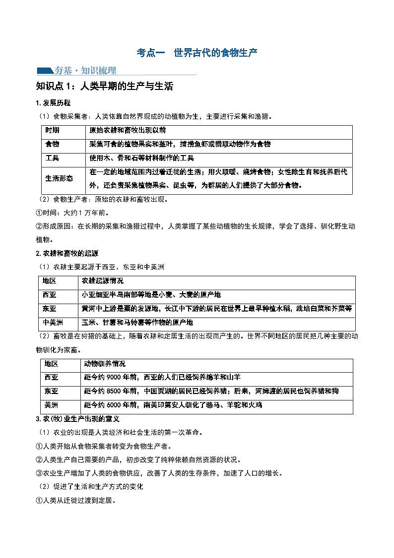 第28讲 世界古代的食物生产、商业贸易与居住环境(解析版)第3页