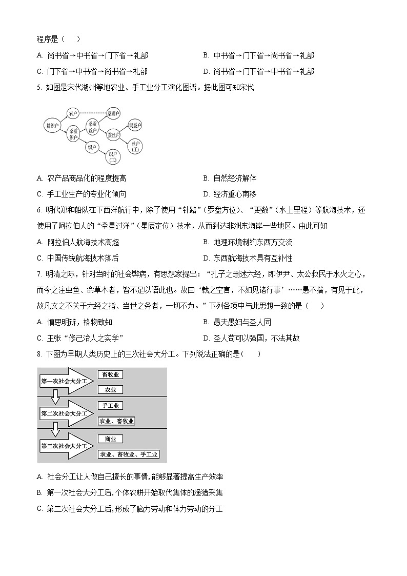 2024成都石室中学高二下学期4月月考试题历史含解析第2页