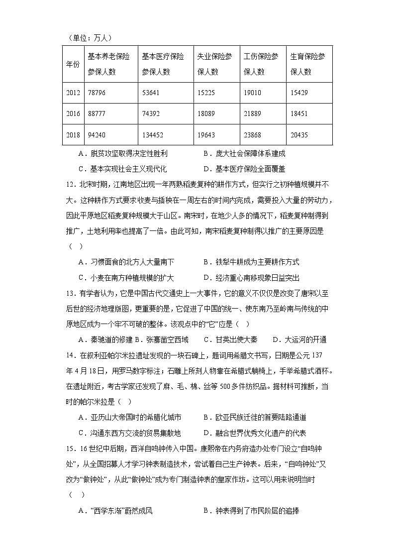 江西省上饶市广丰区南山中学2023-2024学年下学期高三4月历史月考卷03