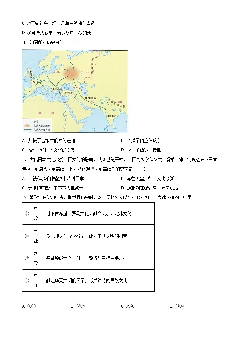 浙江省杭州市浙里特色联盟2023-2024学年高二下学期期中联考历史试题(原卷版+解析版)03