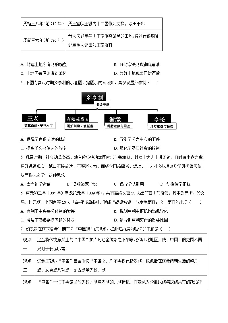 云南省玉溪市第一中学2023-2024学年高二下学期第一次月考历史试题 Word版无答案第2页
