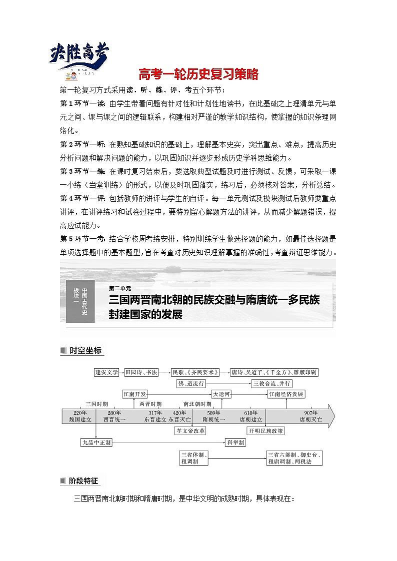 最新高考历史一轮复习(部编版) 板块1 第2单元 第5讲 三国两晋南北朝到五代十国的政权更迭与民族交融(课件+讲义+练习)01
