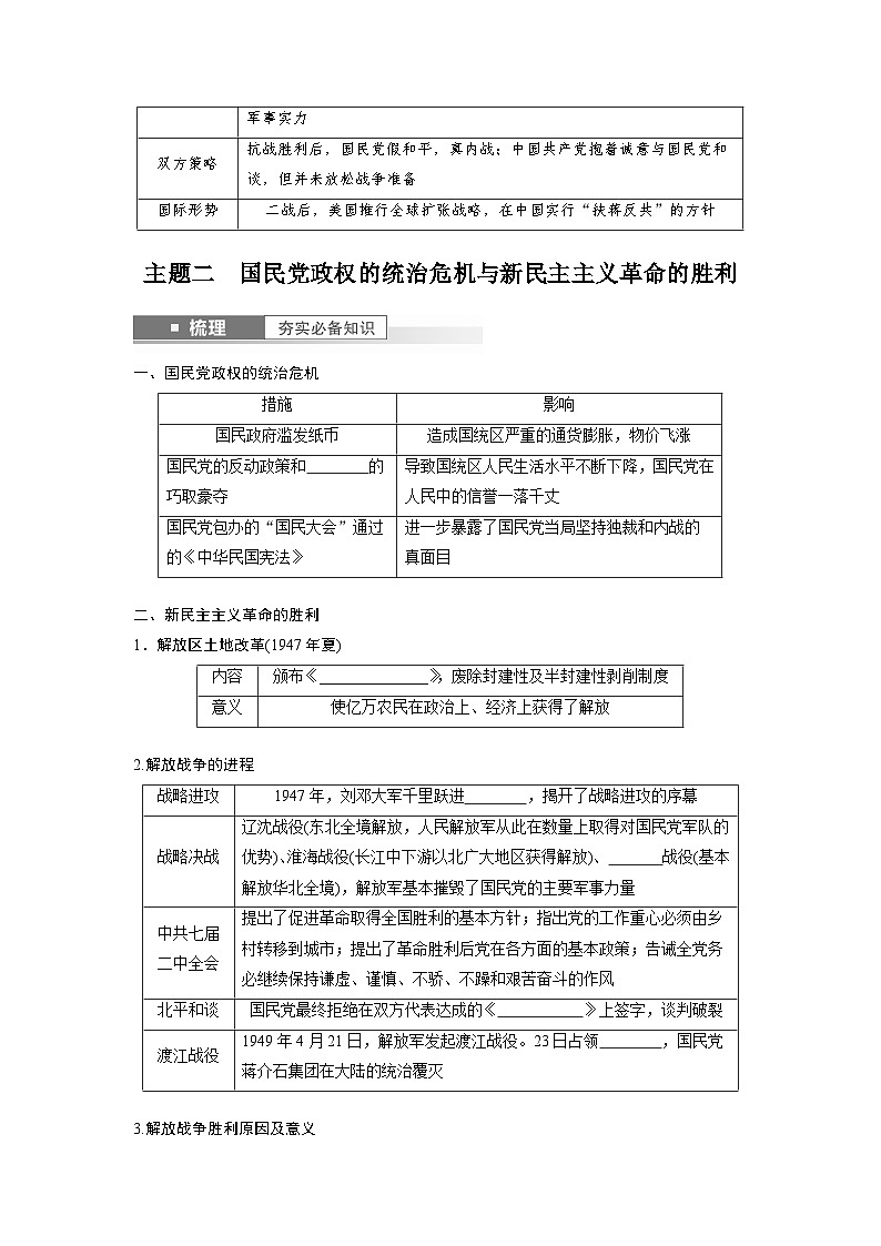 最新高考历史一轮复习(部编版) 板块2 第7单元 第21讲 人民解放战争(课件+讲义+练习)03