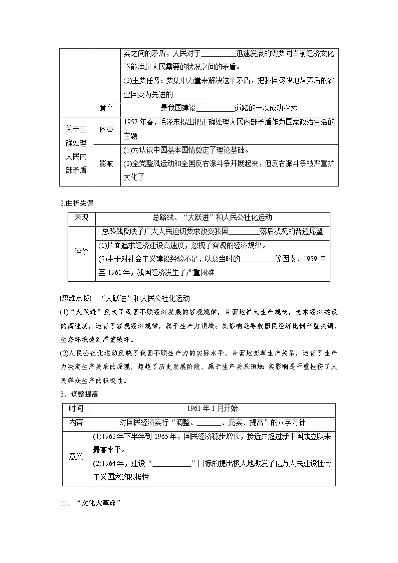 2024年高考历史一轮复习(部编版) 板块3 第8单元 第23讲 社会主义建设在探索中曲折发展(学生版)第2页