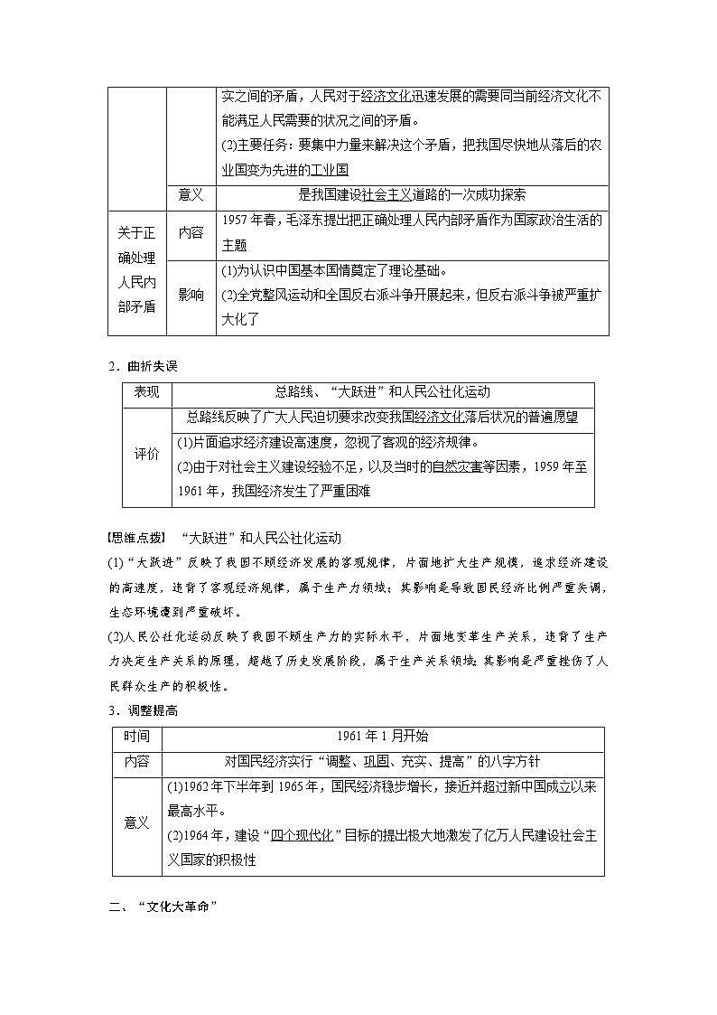 2024年高考历史一轮复习(部编版) 板块3 第8单元 第23讲 社会主义建设在探索中曲折发展(教师版)第2页
