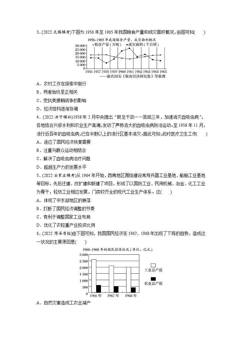 2024年高考历史一轮复习(部编版) 板块3 第8单元 训练23 社会主义建设在探索中曲折发展第2页