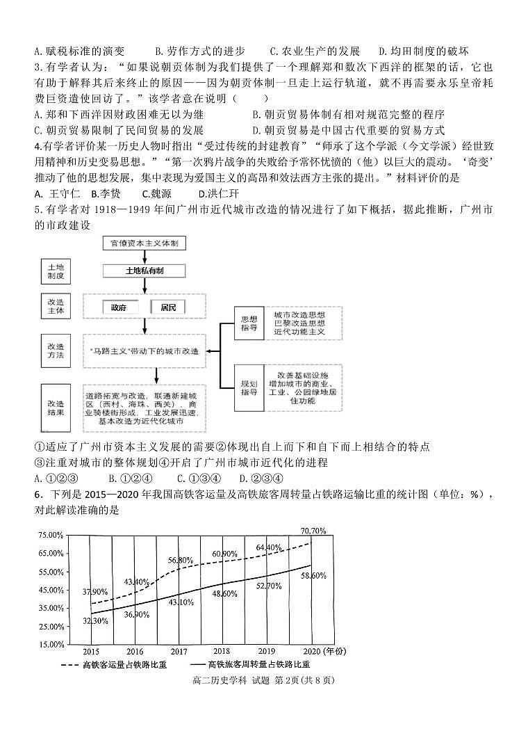 浙江省钱塘联盟2023-2024学年高二下学期期中联考历史试题第2页