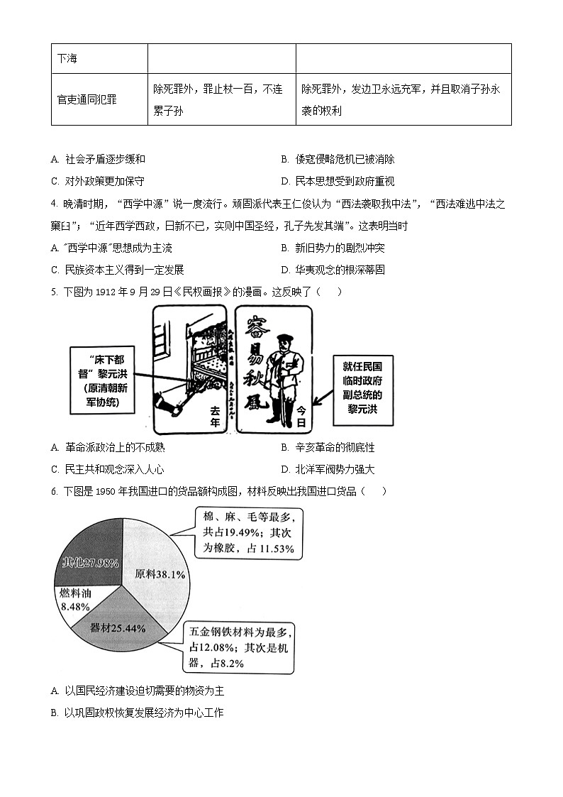 云南省保山市智源高级中学有限公司2023-2024学年高一下学期期中考试历史试题(原卷版)第2页