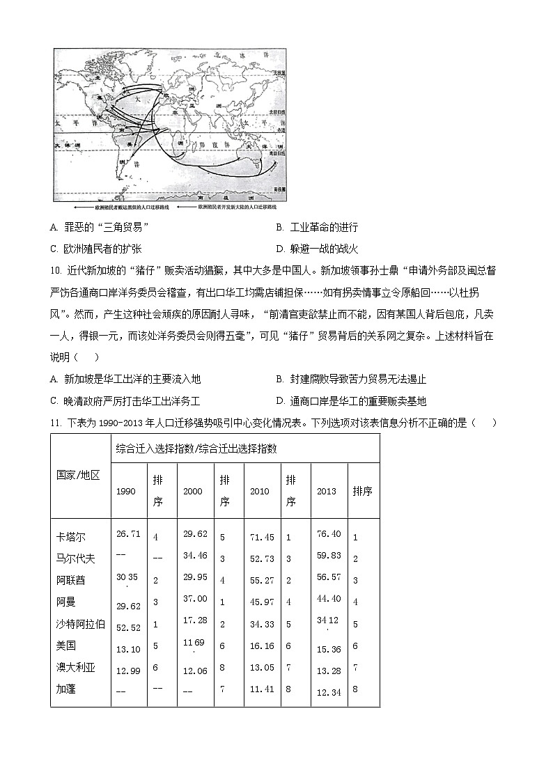 浙江省杭州市(含周边)重点中学2023-2024学年高二下学期期中考试历史试题(原卷版+解析版)03