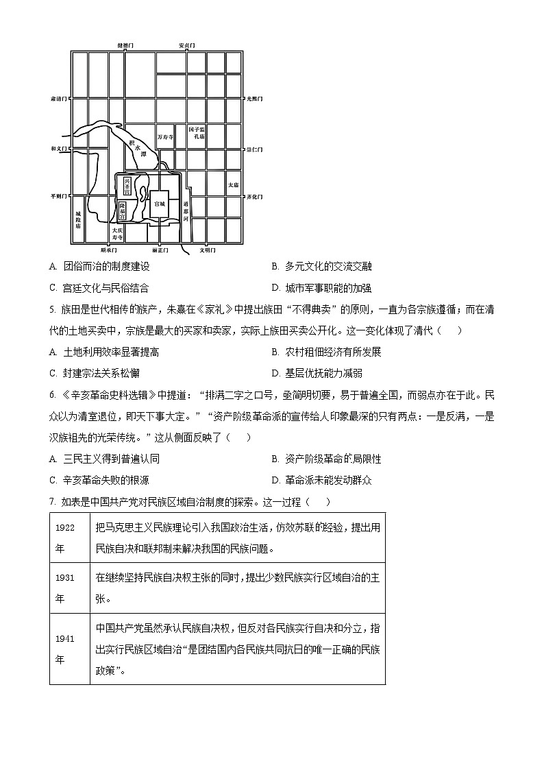 2024云南广西贵州省高三下学期“3+3+3”高考备考诊断性联考(二)历史试题含解析02