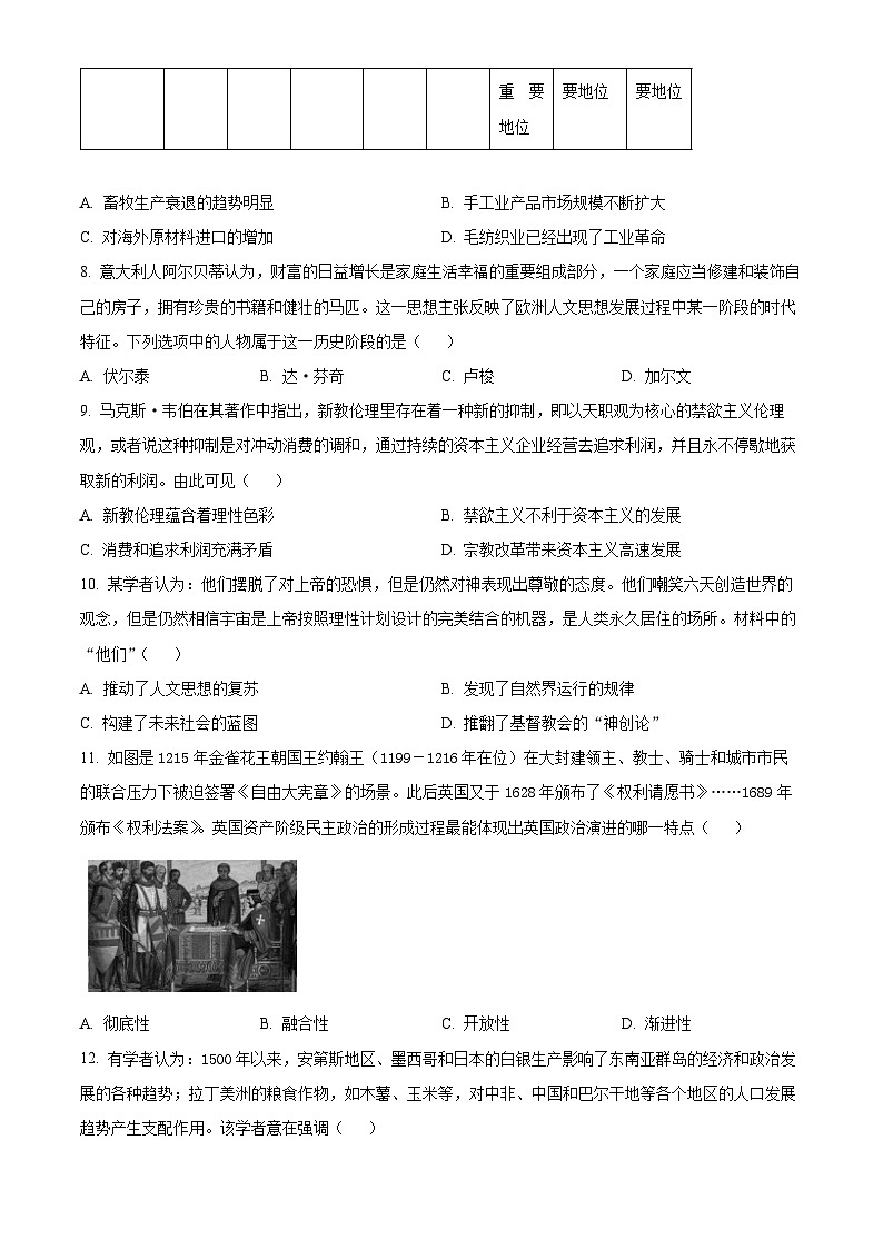 湖北省襄阳市鄂北六校联考2023-2024学年高一下学期期中考试历史试题(原卷版)第3页