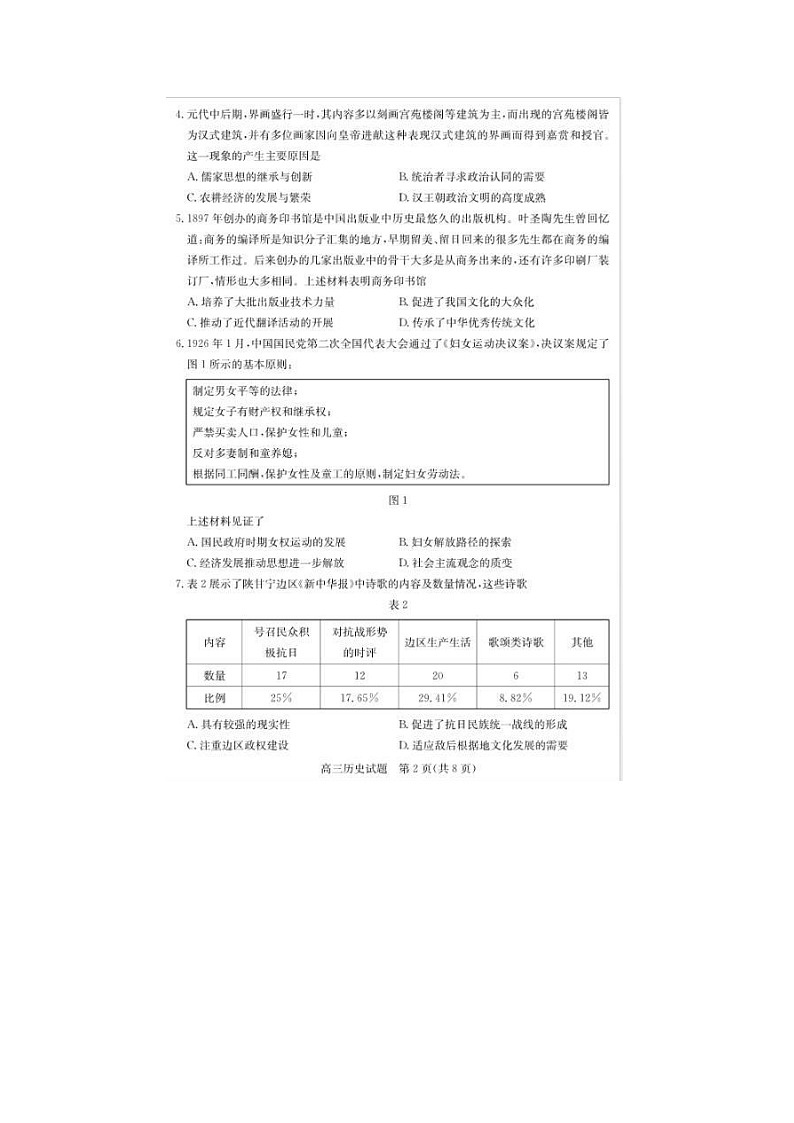 2024届山东枣庄高三上学期历史期末考试试题第2页