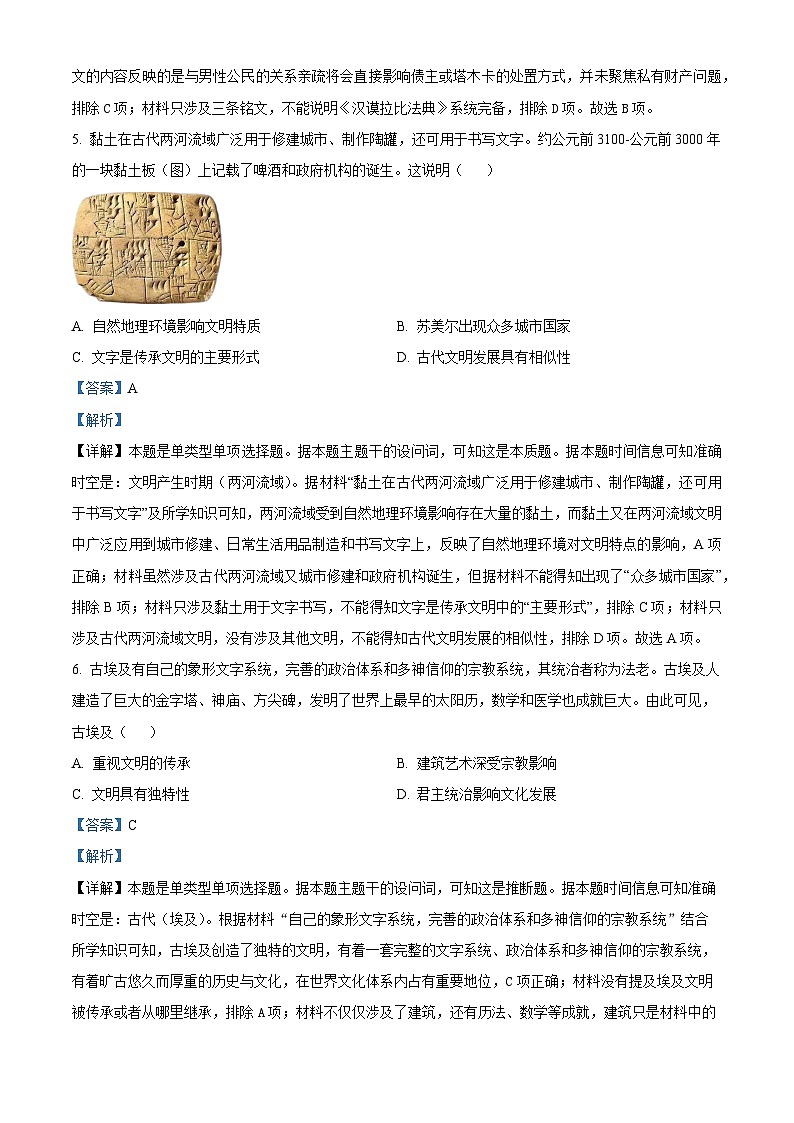 河南省駐馬店經(jīng)濟(jì)開發(fā)區(qū)高級(jí)中學(xué)2023-2024學(xué)年高二下學(xué)期期中歷史試題（解析版）第3頁