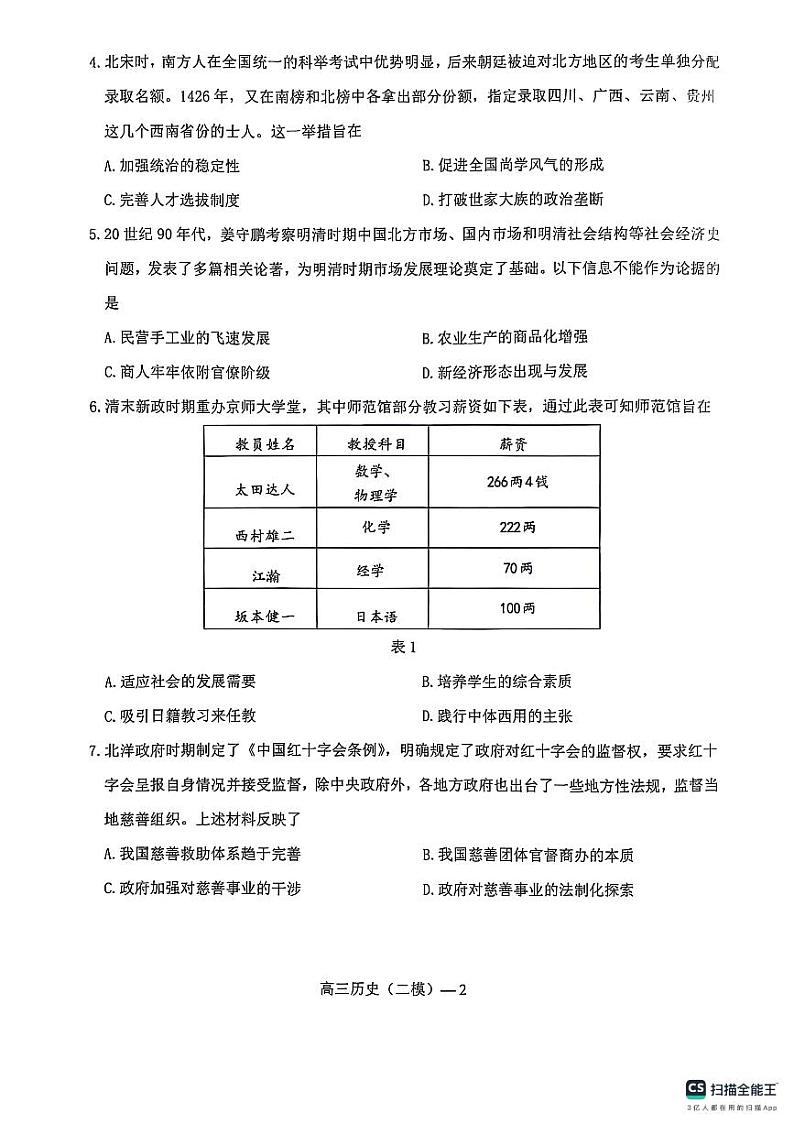 辽宁高三重点高中协作校七模联考历史试卷(1)第2页