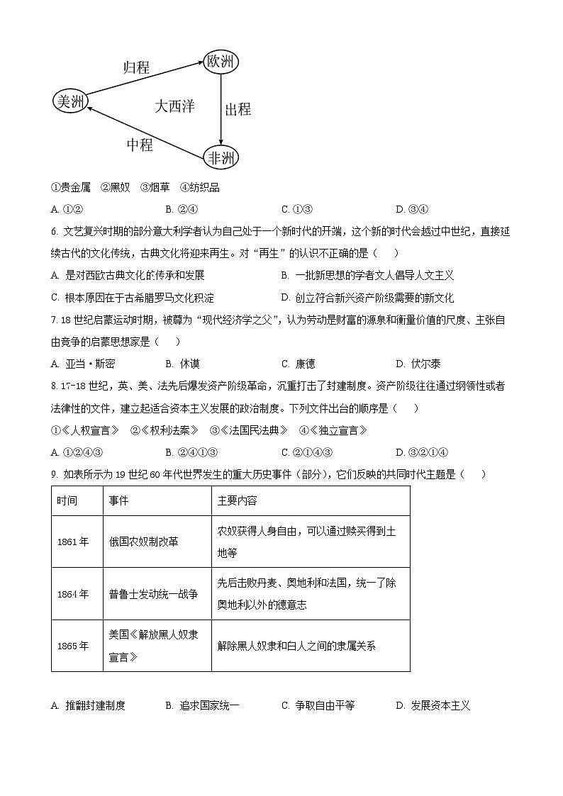 浙江省环大罗山联盟2023-2024学年高一下学期4月期中考试历史试题(Word版附解析)02