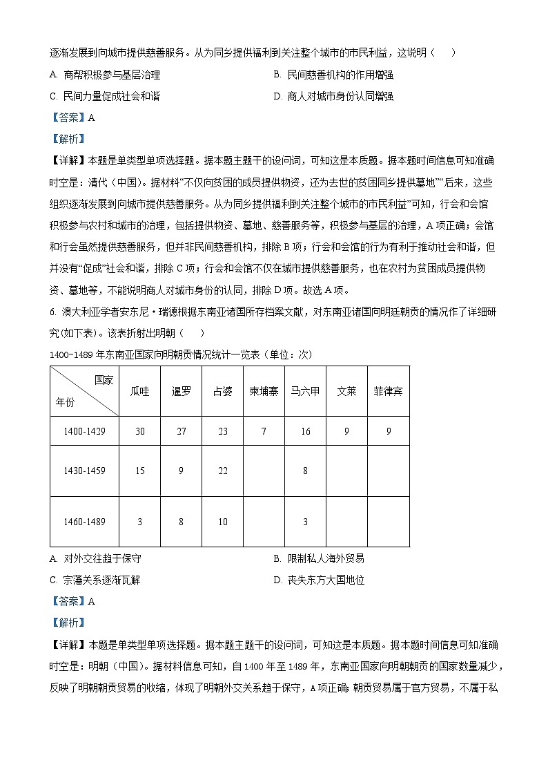 江西省部分学校2024届高三下学期模拟考试历史试题(原卷版+解析版)03