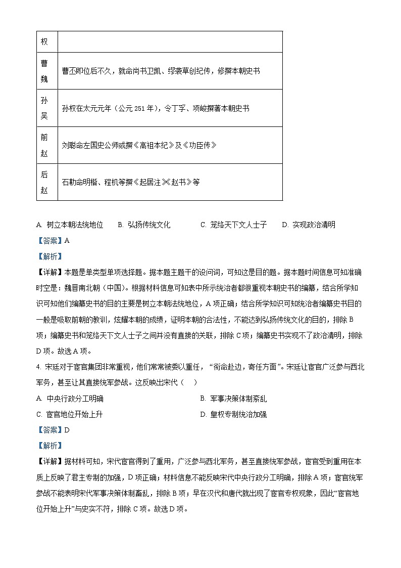 山西省2024届普通高中学业水平等级考试模拟(二)历史试题(原卷版+解析版)02