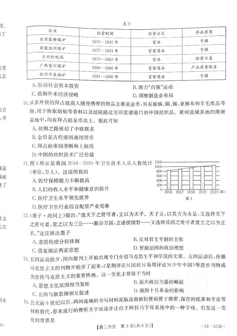 贵州省遵义市2023-2024学年高二下学期期中考试历史试题03