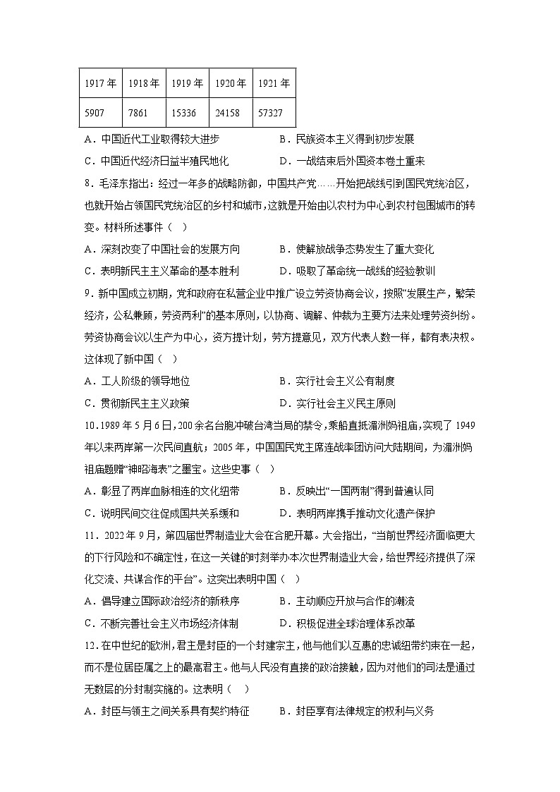 黄金卷03-备战2024年高考历史模拟卷(福建专用)03