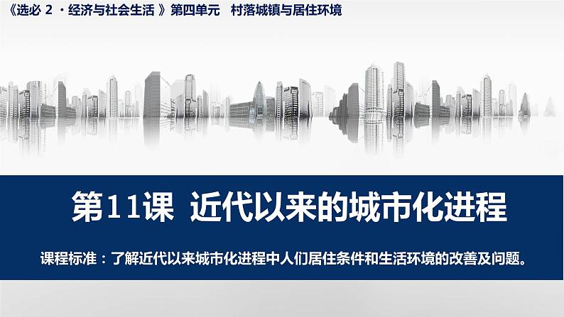 2023-2024学年高二历史同步精品课堂-第11课 近代以来的城市化进程(精品课件)(选择性必修2:经济与社会生活)第1页