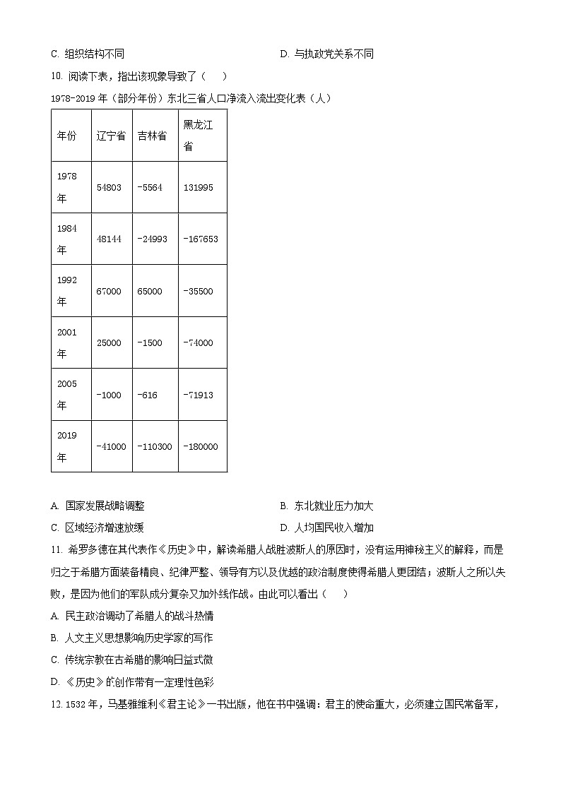 吉林省吉林市普通高中2023-2024学年高三下学期第四次模拟考试历史试题第3页