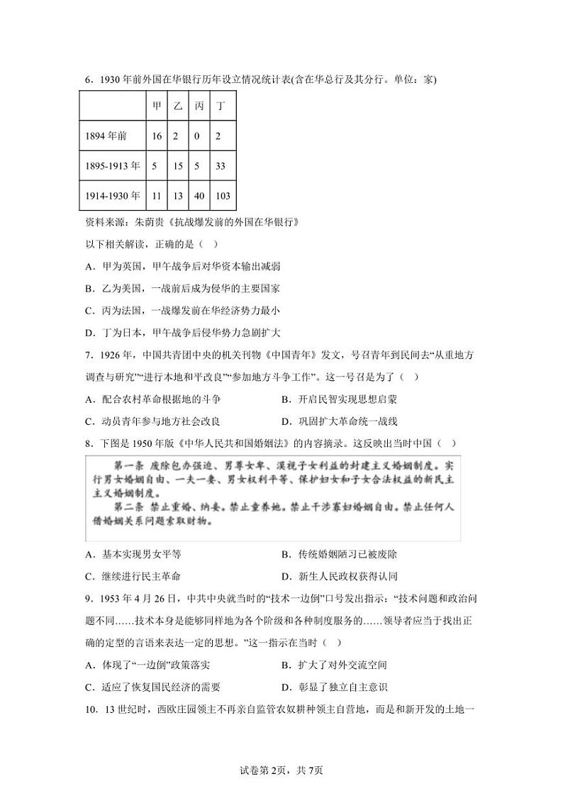 2024年山东烟台高三二模高考历史模拟试卷试题(含答案详解)02