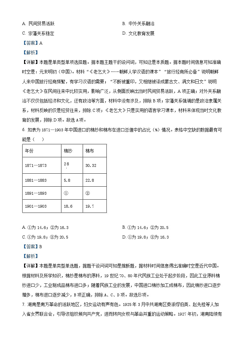 湖南省长沙市第一中学2024届高三下学期高考适应性演练(三)历史试题含解析第3页
