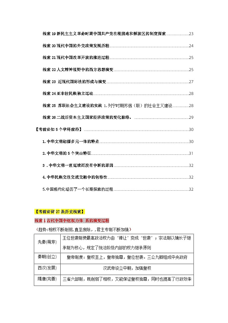 01 考前必背历史线索(一)-【考前抢分必备】2024历史高考复习攻略学案第2页