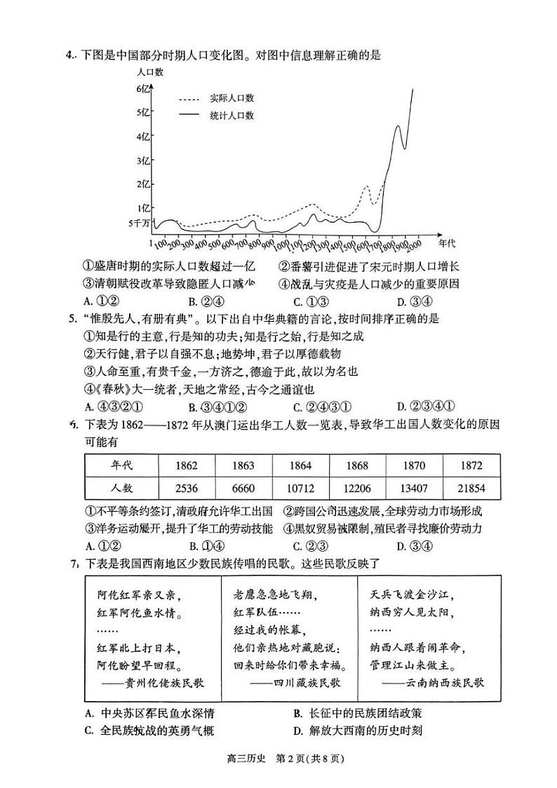 2024北京朝阳高三二模历史试题及答案第2页