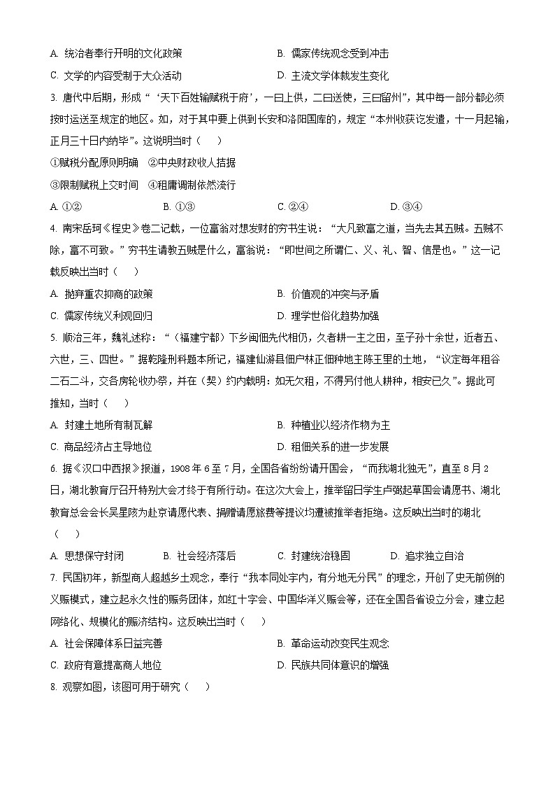 2024届辽宁省名校联盟高考模拟卷(押题卷二)历史试题 (原卷版+解析版)02
