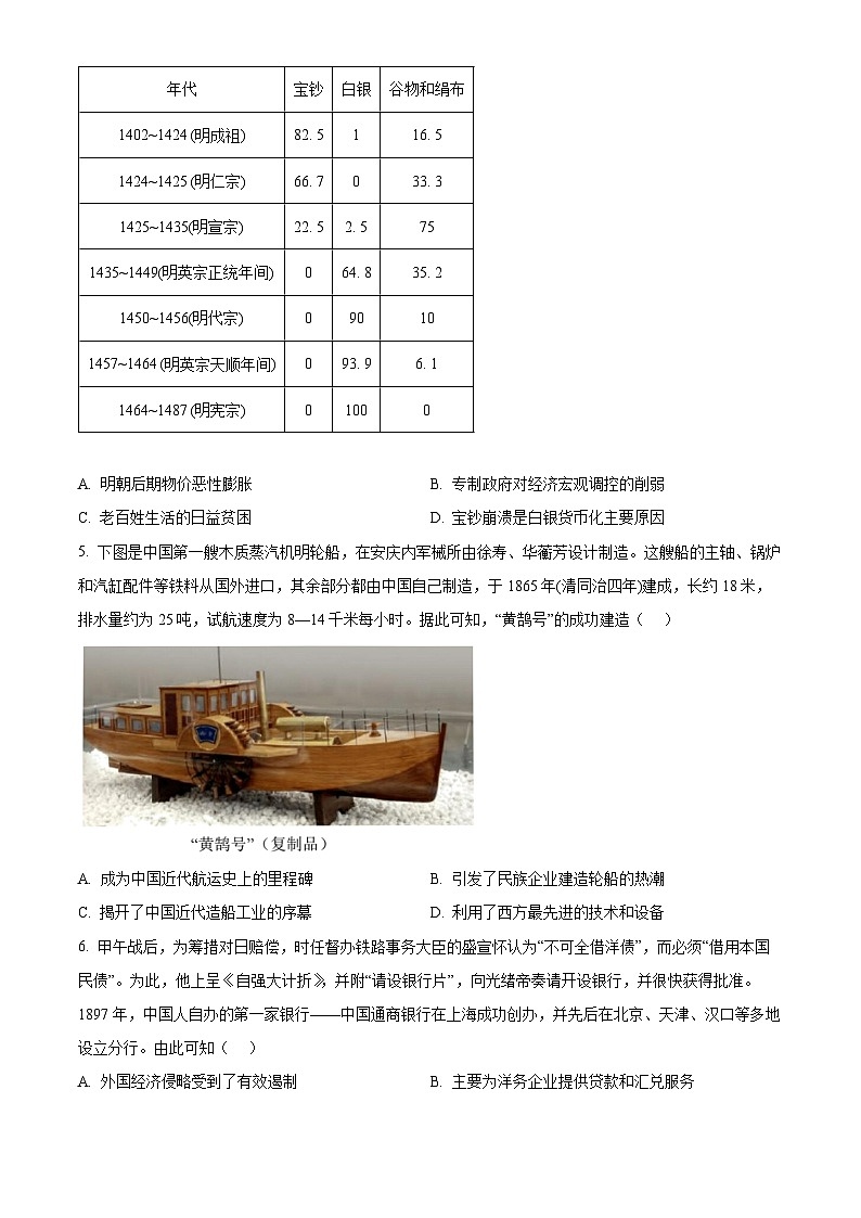 安徽省江南十校2023-2024学年高二下学期5月联考历史试卷 Word版无答案第2页