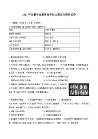 2024届安徽合肥市高三下学期第五次模拟历史试卷