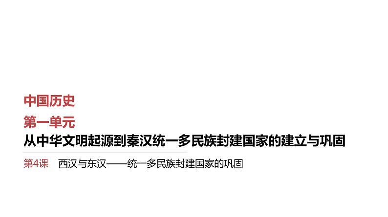 第4课 西汉与东汉——统一多民族封建国家的巩固 课件--2025届高三统编版(2019)必修中外历史纲要上一轮复习(选必融合)第1页