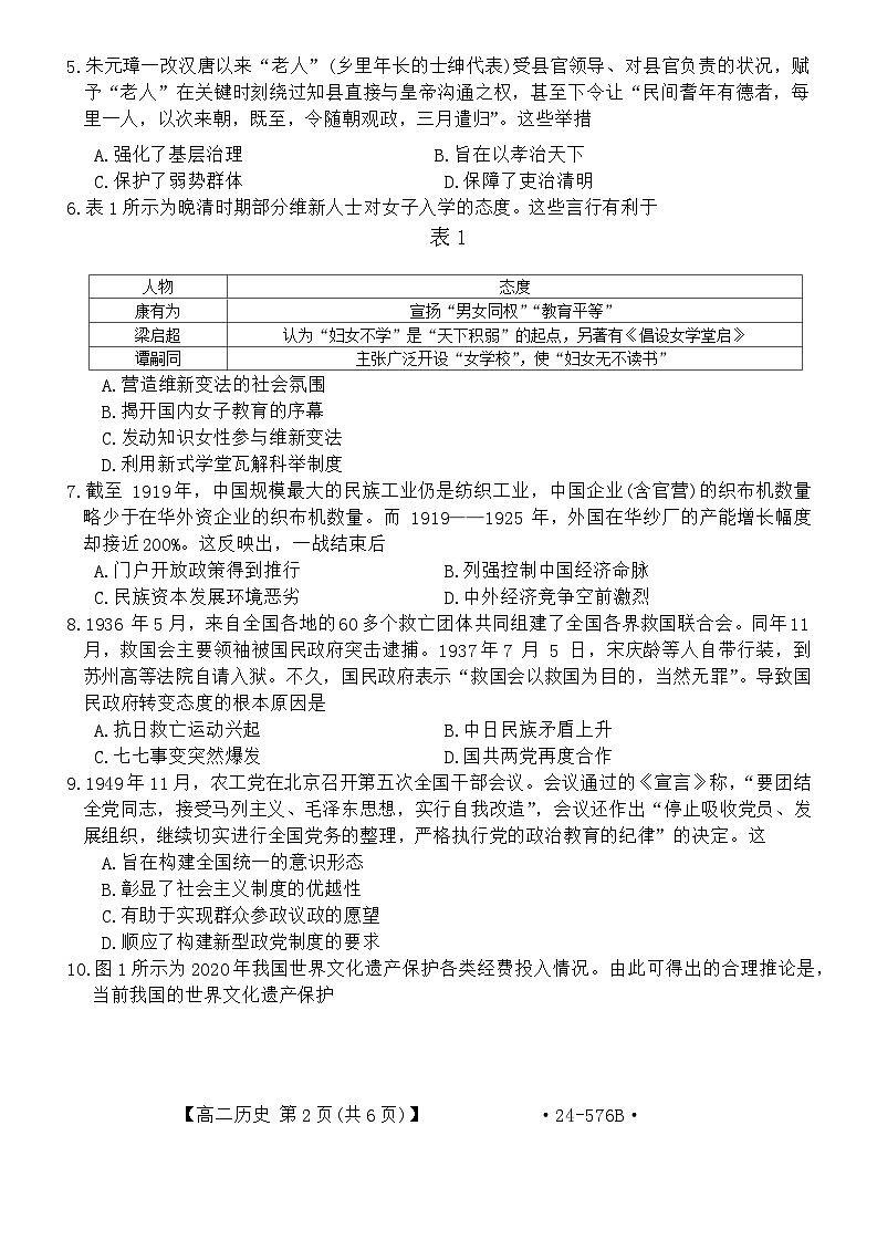 河北省邯郸市2023-2024学年高二下学期期末考试历史试题第2页