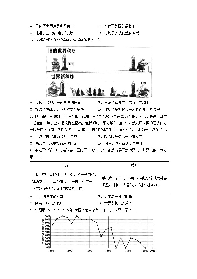 第11练 当代世界发展的特点与主要趋势-2024年【暑假分层作业】高一历史(统编版)03