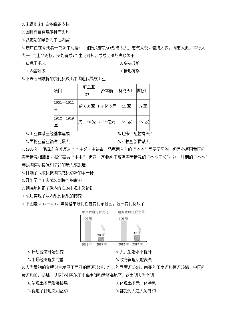 广西壮族自治区南宁市2023-2024学年高一下学期期末考调研测试历史试卷(含答案)02