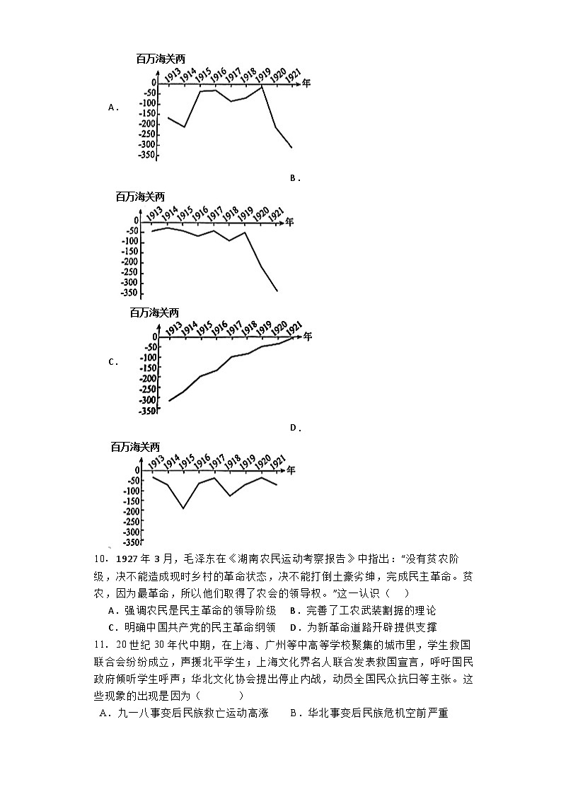 山东省烟台市2023-2024学年高二下学期期末学业水平诊断历史试题03