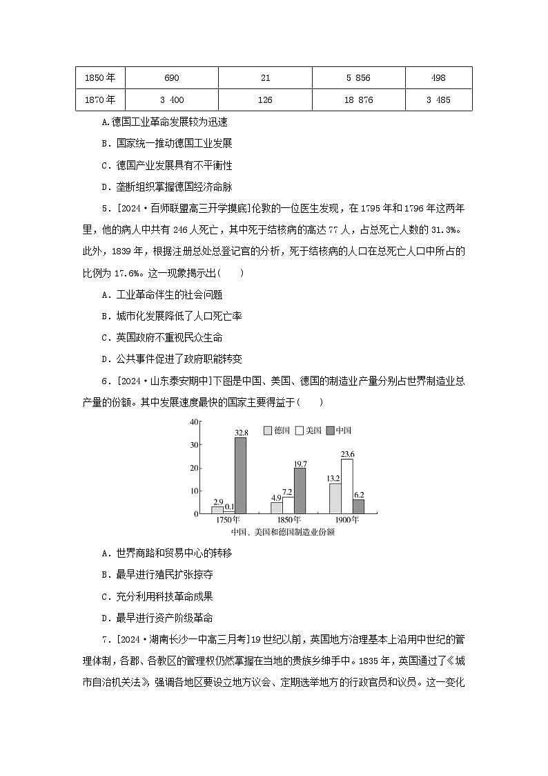 2025版高考历史全程一轮复习课题训练37影响世界的工业革命第2页