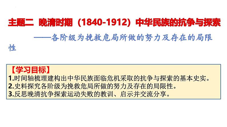 主题二 晚清时期(1840-1912)中华民族的抗争与探索 课件--2024届高考统编版历史一轮复习第2页
