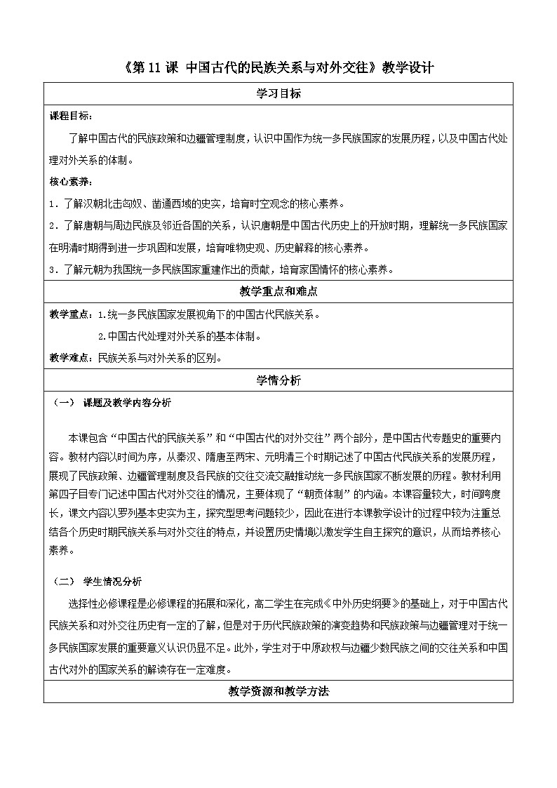 【新课标】11《中国古代的民族关系与对外交往》课件+教案+导学案+分层作业01