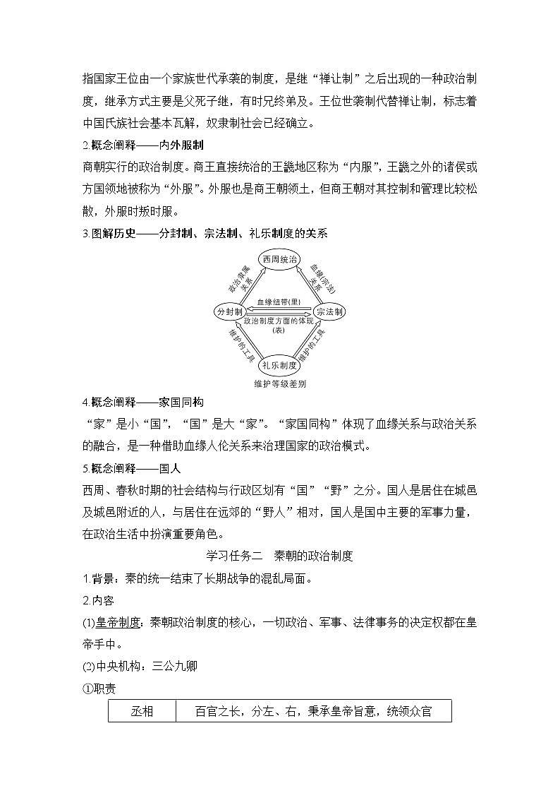 第1课 中国古代政治制度的形成与发展 学案(含解析) 2024-2025学年高二历史部编版(2019)选择性必修第一册第3页