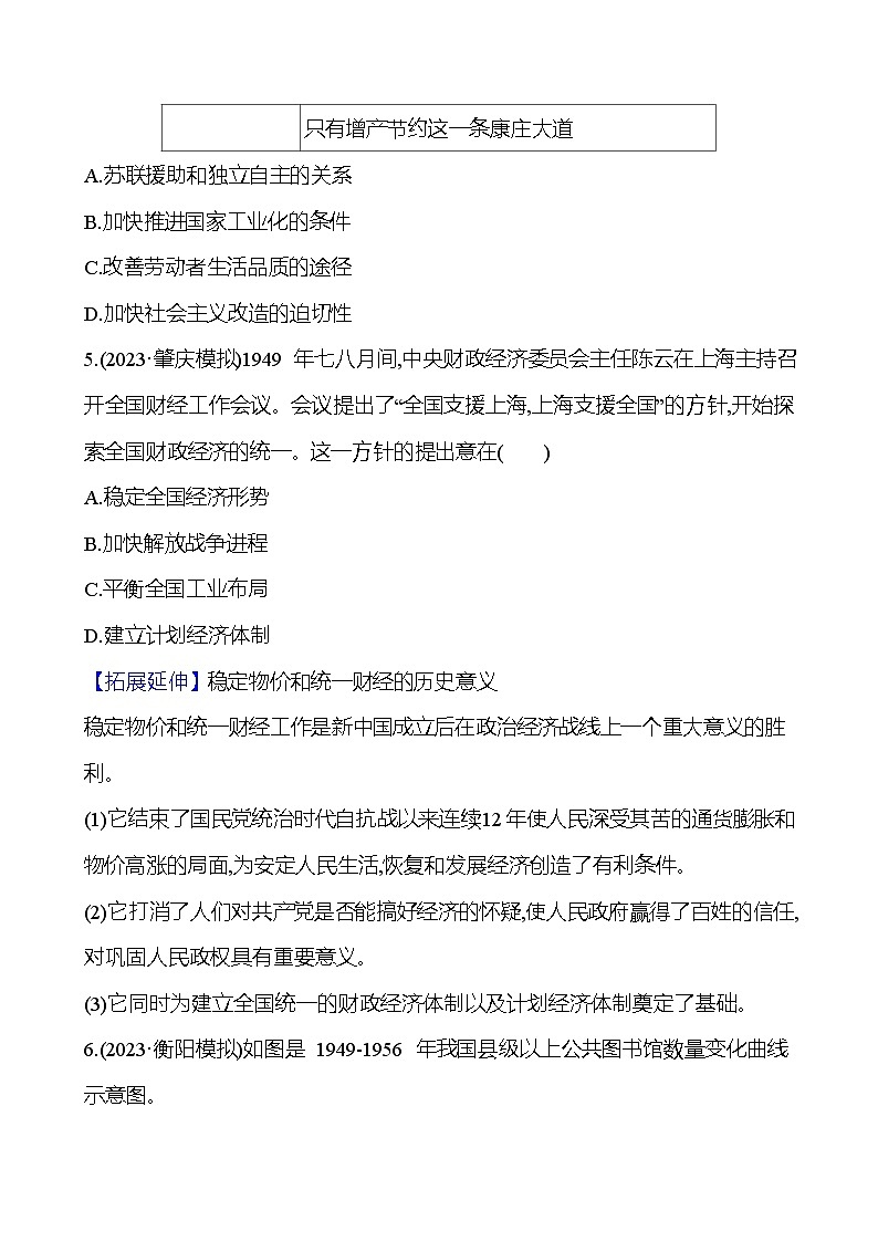 第七单元中华人民共和国时期——新中国的成立及社会主义建设道路的探索(含解析) 2025年高考历史一轮复习专题课时精讲03
