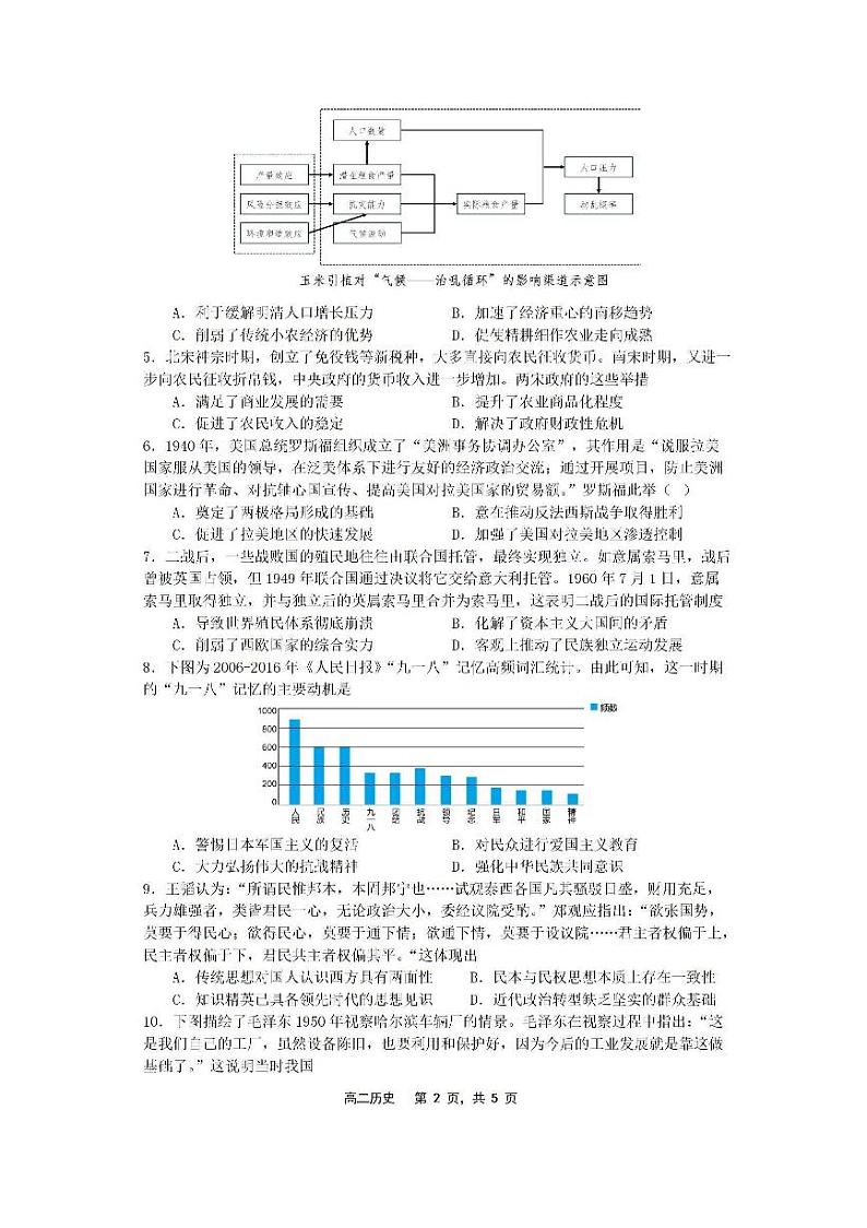 辽宁省沈文新高考研究联盟2025届高三上学期8月联考历史试卷(PDF版附解析)第2页