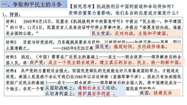 第21讲 人民解放战争 课件--2025届高三统编版(2019)必修中外历史纲要上一轮复习第6页