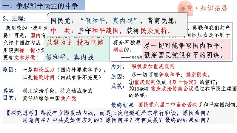 第21讲 人民解放战争 课件--2025届高三统编版(2019)必修中外历史纲要上一轮复习第8页