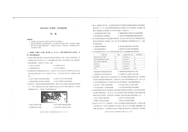 内蒙古自治区呼和浩特市第二中学2024-2025学年高三上学期开学考试历史试题02